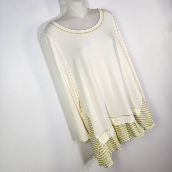 Matilda Jane Tunic Top Medium Ventriloquist Ruffled Striped Hem Flowy Scoop Neck - Picture 4 of 16